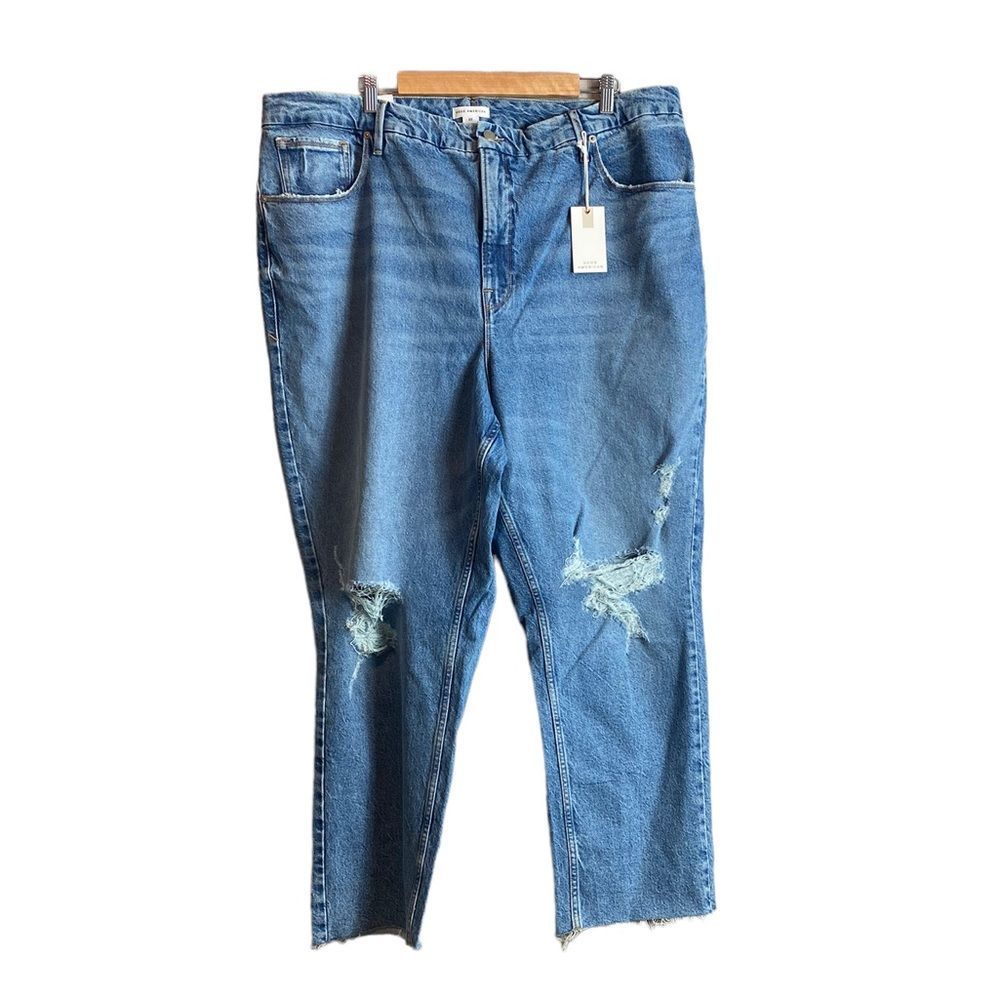 Good American Light Blue Distressed Ankle Jeans - Picture 2 of 13